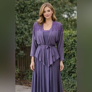 Romantic Boho Lace Crochet Vintage Spencer Alexis Dress Purple Size 6